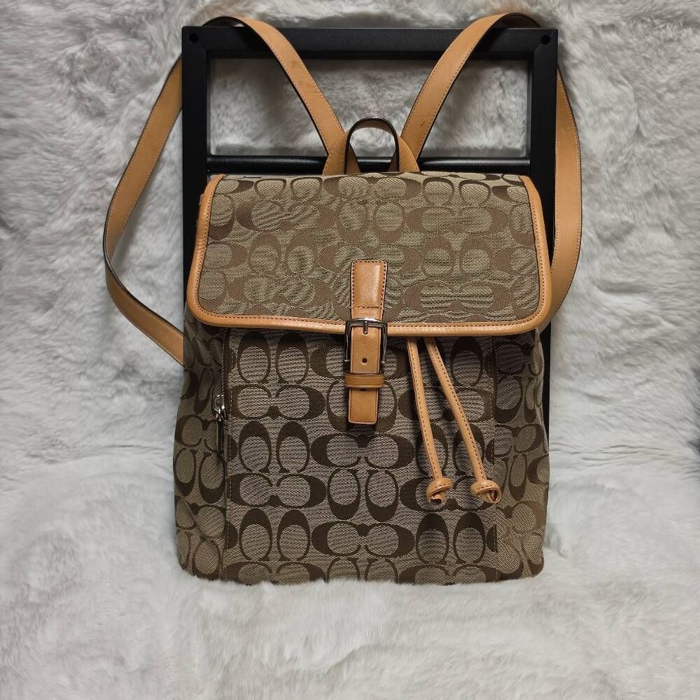 Coach Signature C canvas and leather drawstring backpack
